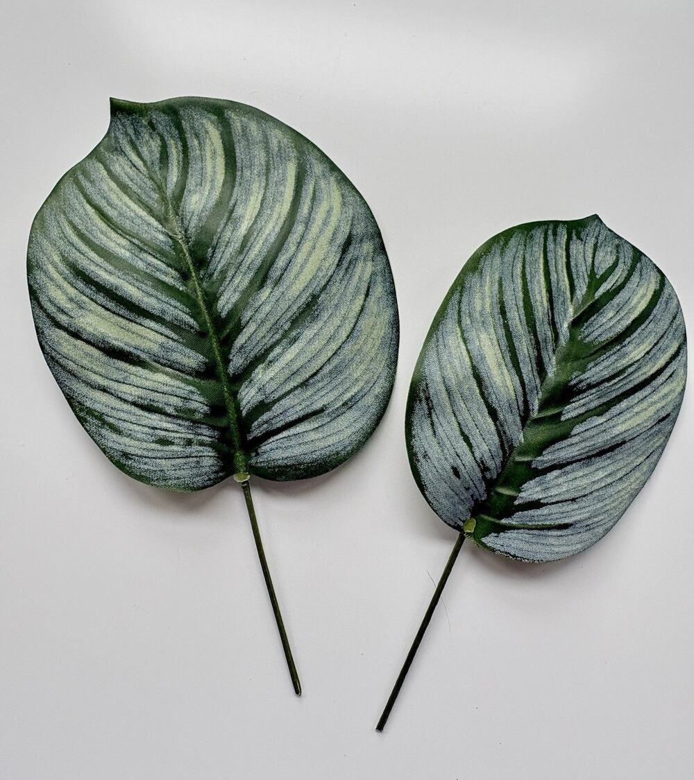 Artificial Calathea Orbifolia Turtle Leaf Tropical Arrowroot 25 Floral Picks NEW